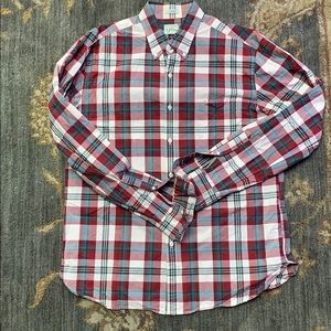 Red and green Plaid J.crew Oxford button up